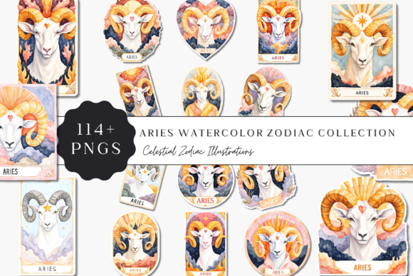Download Aries Watercolor Zodiac Collection - Collection Collection