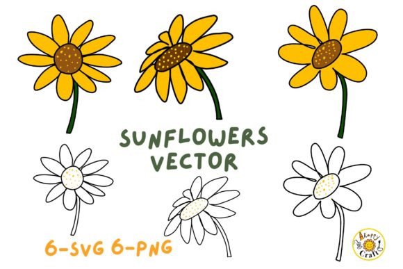 Download Cute Sunflowers Freehand Vector - Freehand Collection