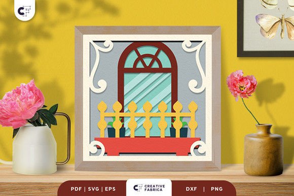 Download Spring Balcony 3D Layered Paper Cut - Balcony Collection