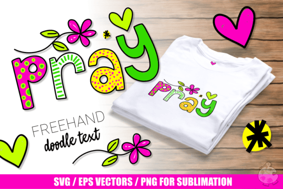 Download Pray Freehand Doodle Typography Clipart - Freehand Collection