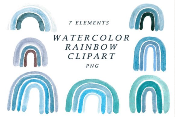 Download Blue Rainbow Watercolor Clipart. - Premium Resources
